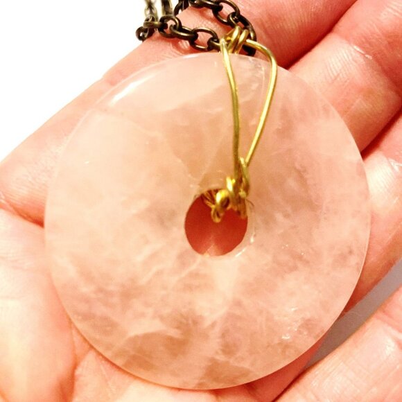 Rose Quartz Donut Pendant Necklace – Love, Healing & Gentle Energy - Picture 1 of 6
